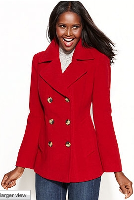 Red pea coat with wool