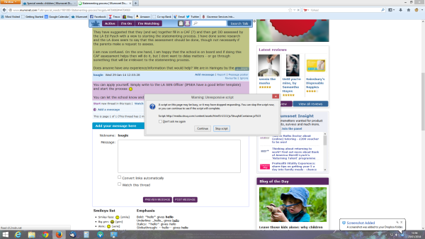 Script issues on firefox in SN.