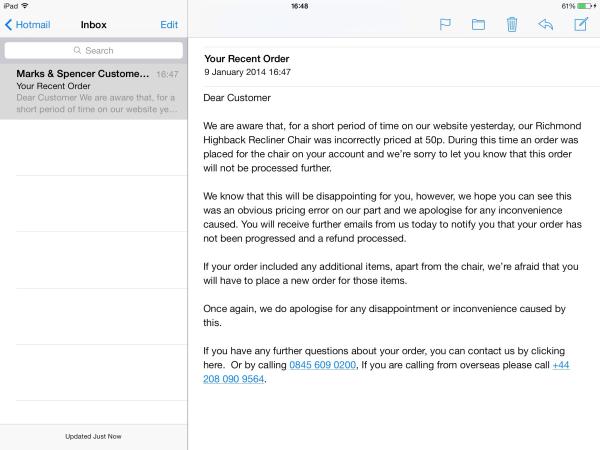 Brand new M&S chair for fifty whole English pence.