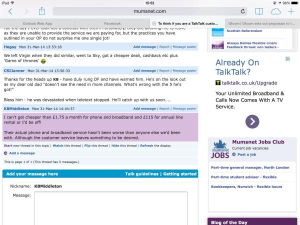 To think if you are a TalkTalk customer in a fixed term contract you should give them a ring...
