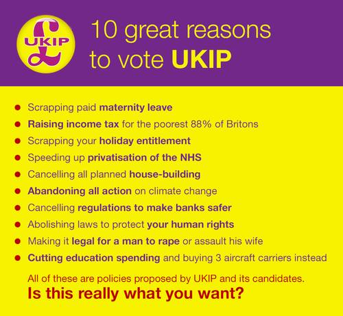 To be upset that there are 3 Ukip posters up in houses down my road :(