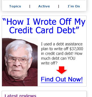 Debt assistance ad