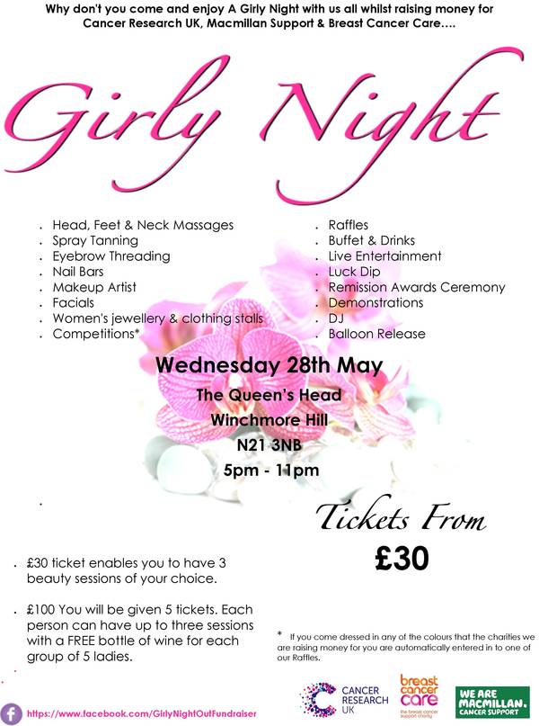 Girly Night Our Fundraiser Event Winchmore Hill/ Enfield