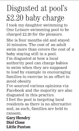 Swimming pool charges