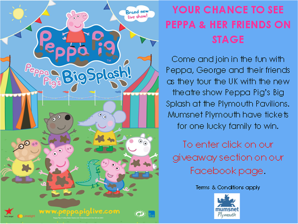 WIN tickets to Peppa Pig's Big Splash at Plymouth Pavilions