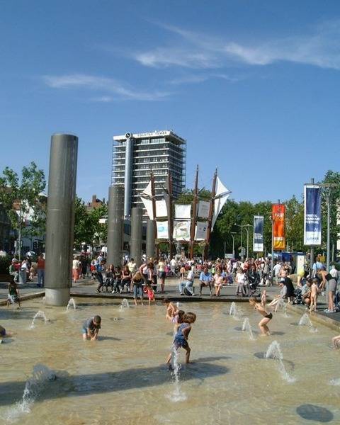 To let my son play in the fountain?