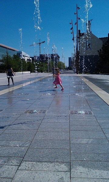To let my son play in the fountain?