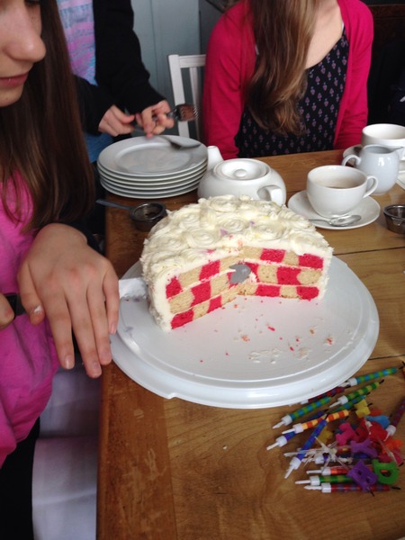 checkerboard cake to cover in fondant.