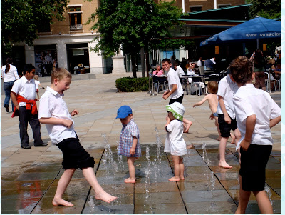 To let my son play in the fountain?