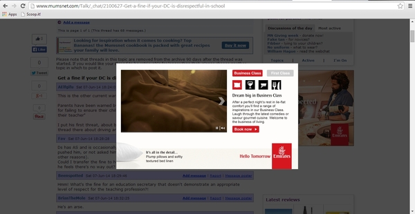 Emirates pop up when in Active threads