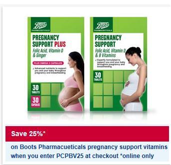 25% off Boots Pharmaceuticals Pregnancy Vitamins!!