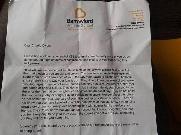In recognition of our year 6 children, what did your SATs report didn't say?