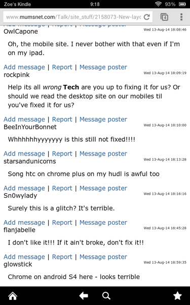 New layout on mumsnet , Mmm not sure I like