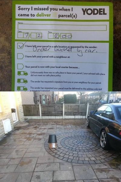 parcel in the bin?