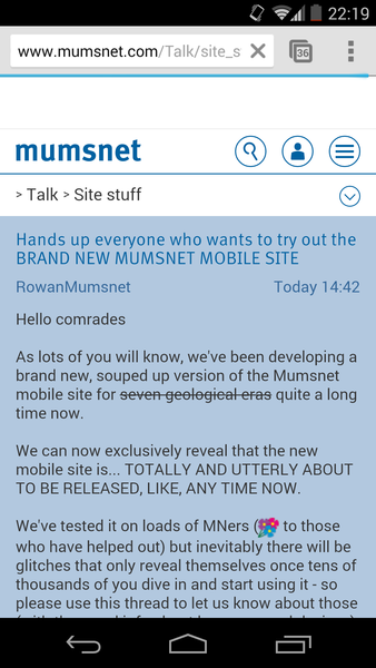 Hands up everyone who wants to try out the BRAND NEW MUMSNET MOBILE SITE