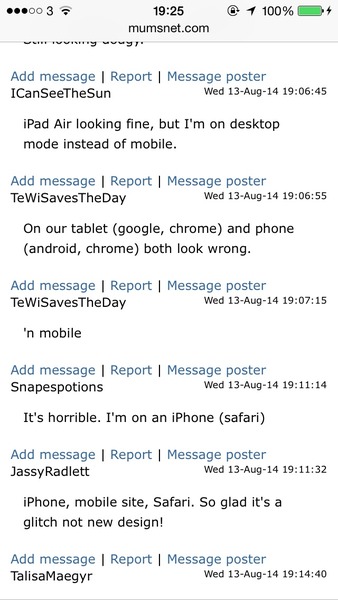 New layout on mumsnet , Mmm not sure I like