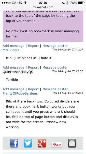 New layout on mumsnet , Mmm not sure I like