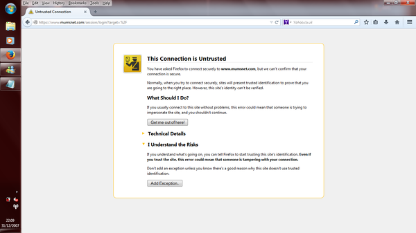 Mumsnet is untrusted again...