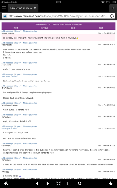 New layout on mumsnet , Mmm not sure I like