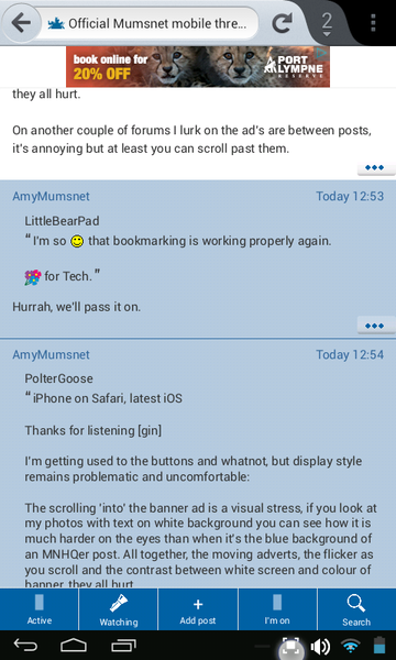 Official Mumsnet mobile thread numéro deux