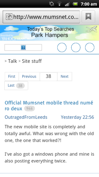 Official Mumsnet mobile thread numéro deux