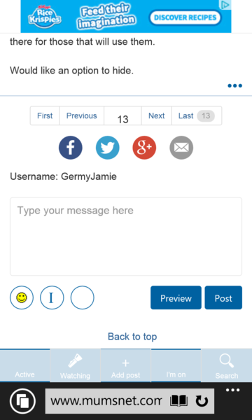 Official Mumsnet mobile thread numéro deux