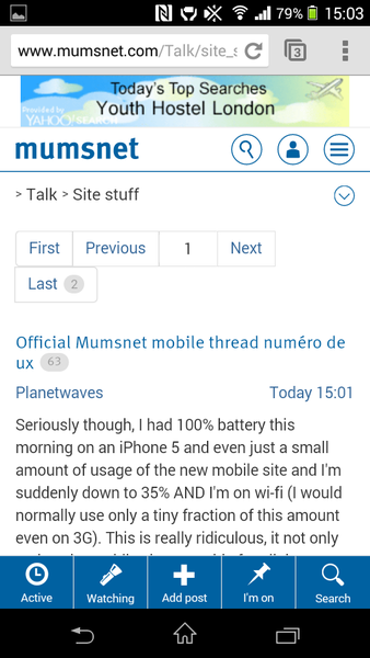 Official Mumsnet mobile thread numéro deux