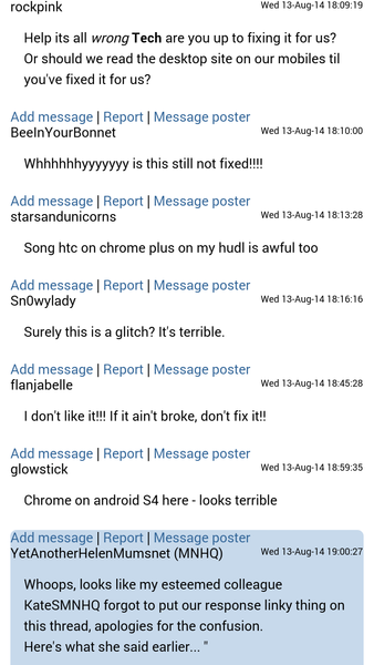 New layout on mumsnet , Mmm not sure I like