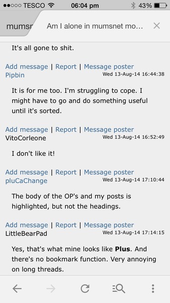 Am I alone in mumsnet mobile looking weird?