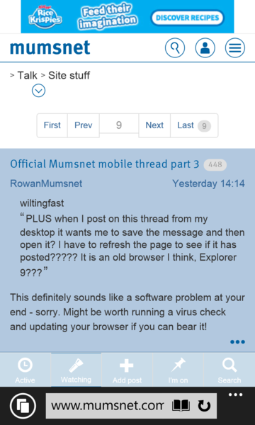 Official Mumsnet mobile thread part 3
