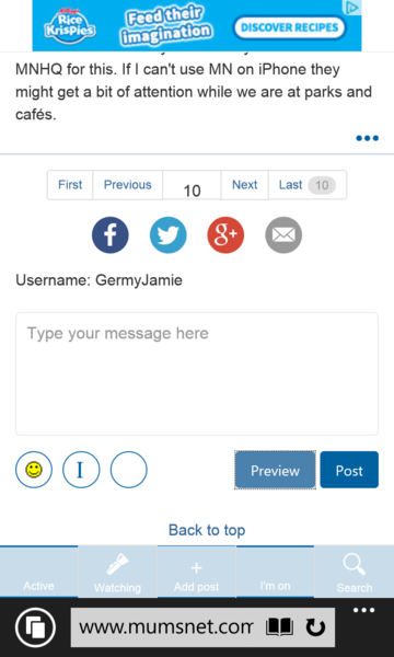 Official Mumsnet mobile thread numéro deux
