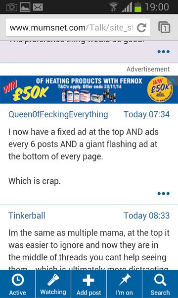 Mobile site adverts