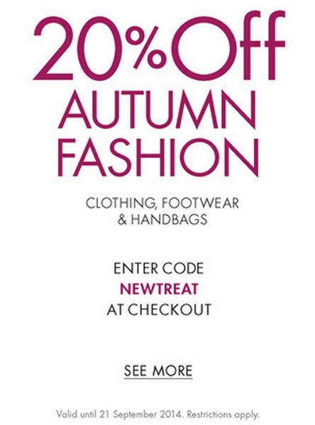 20% off Clothes, Footwear, and Handbags sold by Amazon...