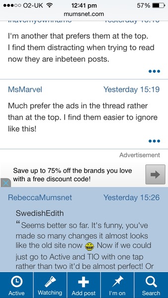 Mobile site adverts