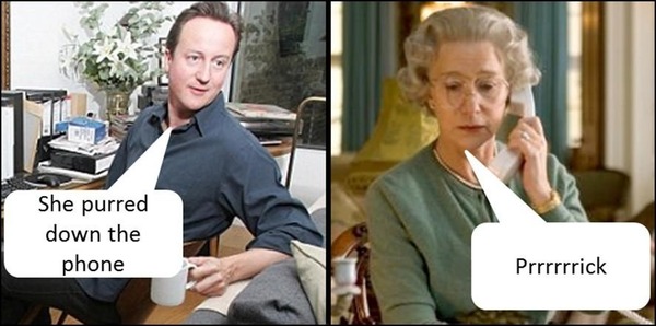 to ask you what you think David Cameron means by "purring?"