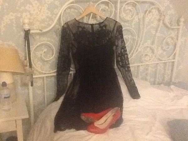 Black dress with red heels!