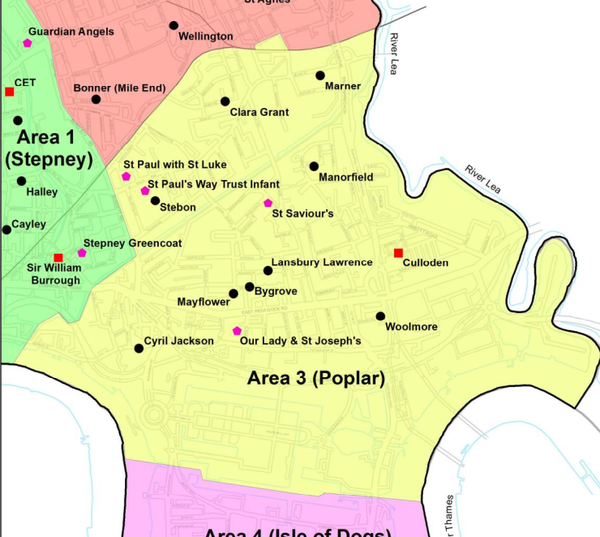 Tower Hamlets Community Primary Schools Catchment Area for 2015/16