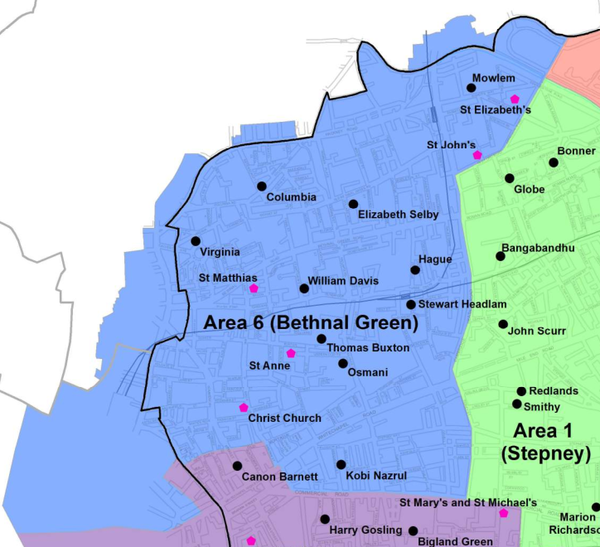Tower Hamlets Community Primary Schools Catchment Area for 2015/16
