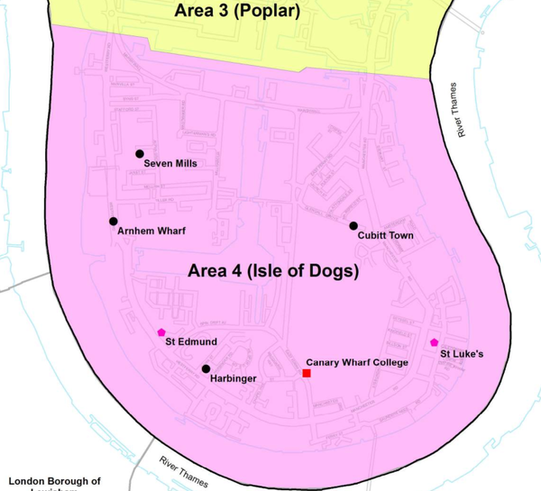 Tower Hamlets Community Primary Schools Catchment Area for 2015/16