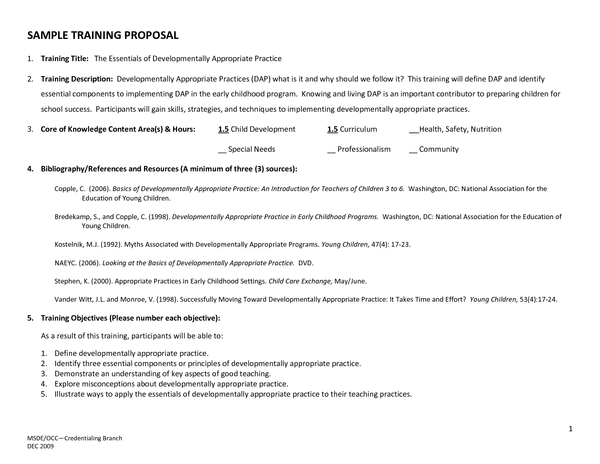 Have any of you lot written a training proposal?