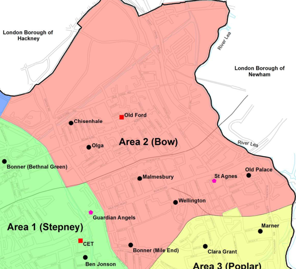 Tower Hamlets Community Primary Schools Catchment Area for 2015/16