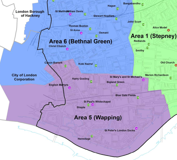 Tower Hamlets Community Primary Schools Catchment Area for 2015/16