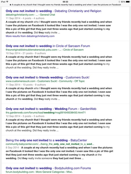 Only one not invited to wedding