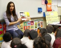 Pornstar Sasha Grey reads to primary school children.
