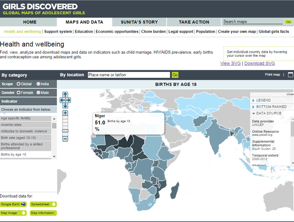 Great website with stats about true status of adolescent girls all over the world.