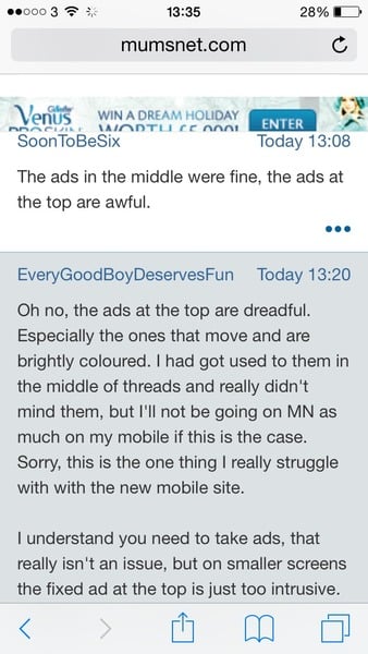 Adverts in mobile site
