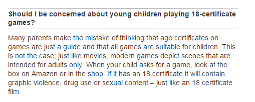 To be amazed at average parental stance on 18 video games?