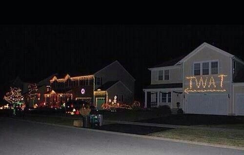 To tell neighbour the lights look crap so take them off my hedge please?
