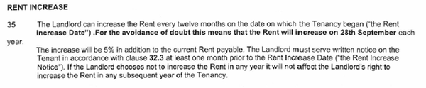 Rent Increase after the date on the contract