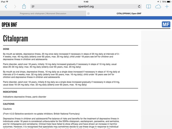 Pregnancy and citalopram